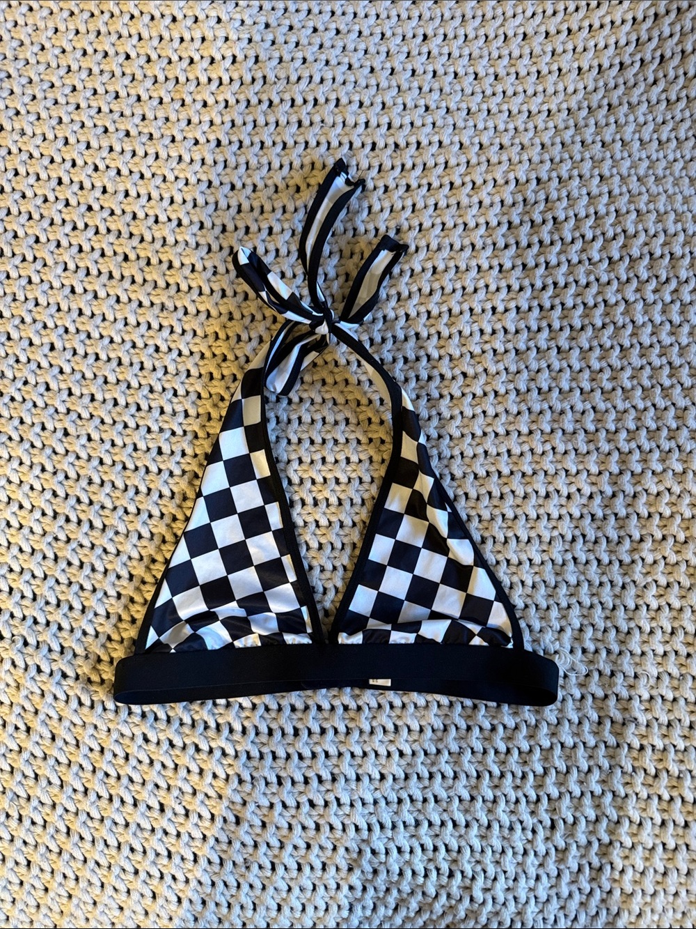 Women’s Black and White Checkered Triangle Top